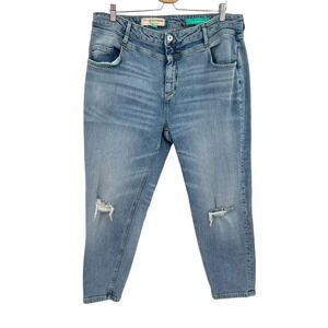 Anthropologie PilcroJeans High-Rise Slim Medium Wash Distressed Plus‎ Size 18W